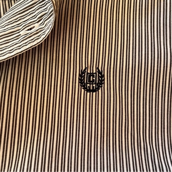 Chaps Custom Fit Long Sleeve Button Up Dress Shirt Gray White Striped Sz XXL - Picture 3 of 9